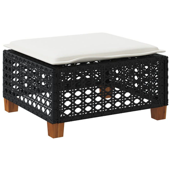 Garden Stool With Cushion Black 63.5X56X32 Cm Poly Rattan Tlpktx