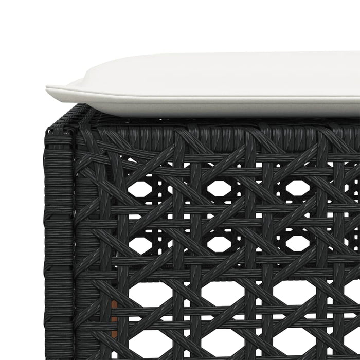 Garden Stool With Cushion Black 63.5X56X32 Cm Poly Rattan Tlpktx