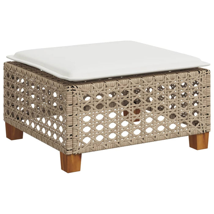 Garden Stool With Cushion Beige 63.5X56X32 Cm Poly Rattan Tlpkta
