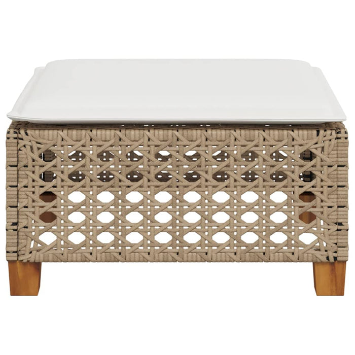 Garden Stool With Cushion Beige 63.5X56X32 Cm Poly Rattan Tlpkta