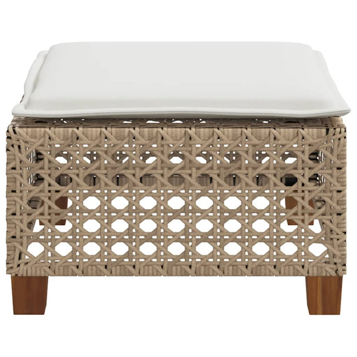 Garden Stool With Cushion Beige 63.5X56X32 Cm Poly Rattan Tlpkta