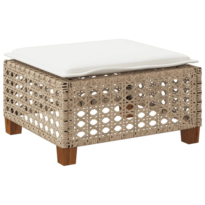 Garden Stool With Cushion Beige 63.5X56X32 Cm Poly Rattan Tlpkta