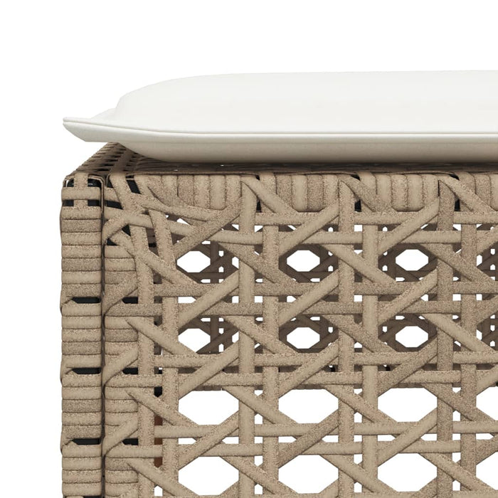 Garden Stool With Cushion Beige 63.5X56X32 Cm Poly Rattan Tlpkta