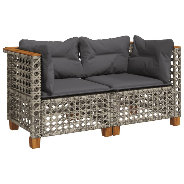 Garden Sofas Corner With Cushions 2 Pcs Grey Poly Rattan Tlpktl