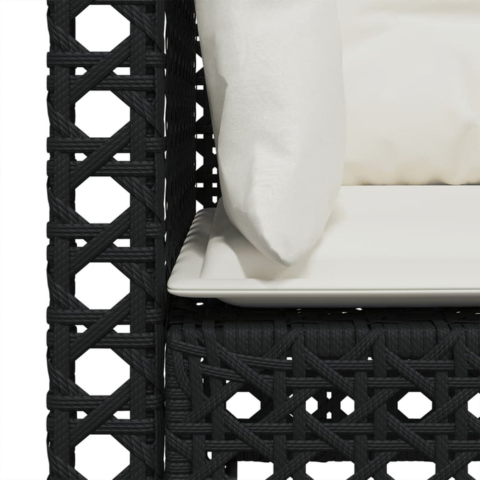 Garden Sofa With Cushions 3-Seater Black Poly Rattan Tlpktn
