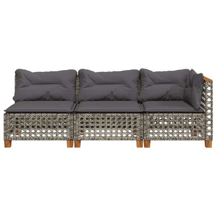 Garden Sofa With Cushions 3-Seater Grey Poly Rattan Tlpkax