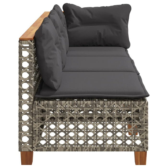 Garden Sofa With Cushions 3-Seater Grey Poly Rattan Tlpkax