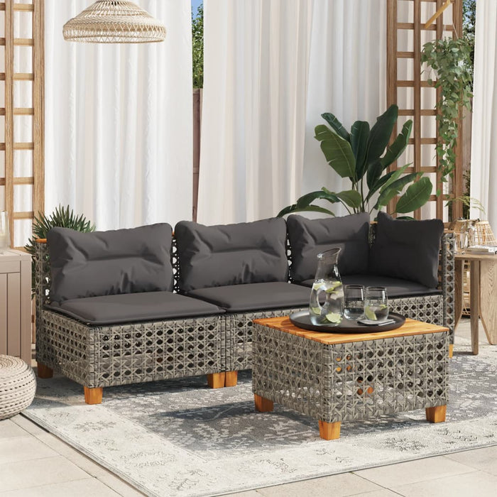 Garden Sofa With Cushions 3-Seater Grey Poly Rattan Tlpkax