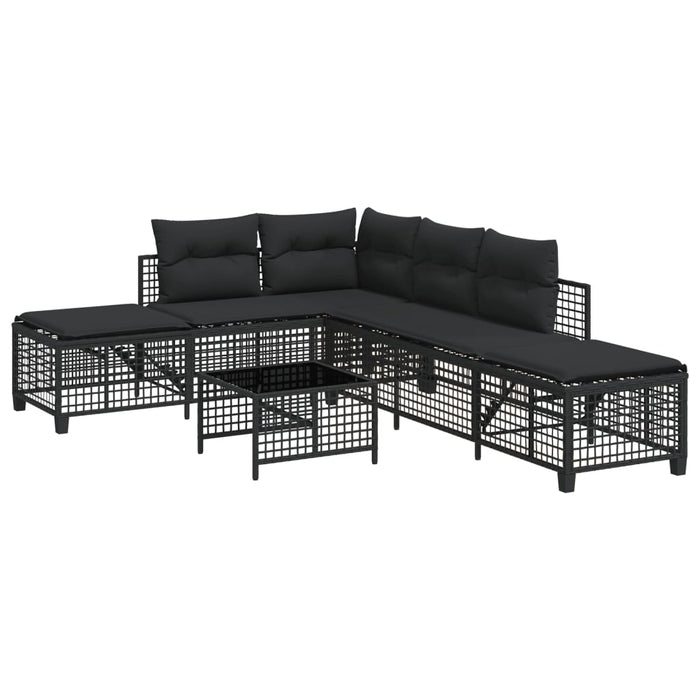 3 Piece Corner Garden Sofa Set With Cushions Black Poly Rattan Tlpaaa