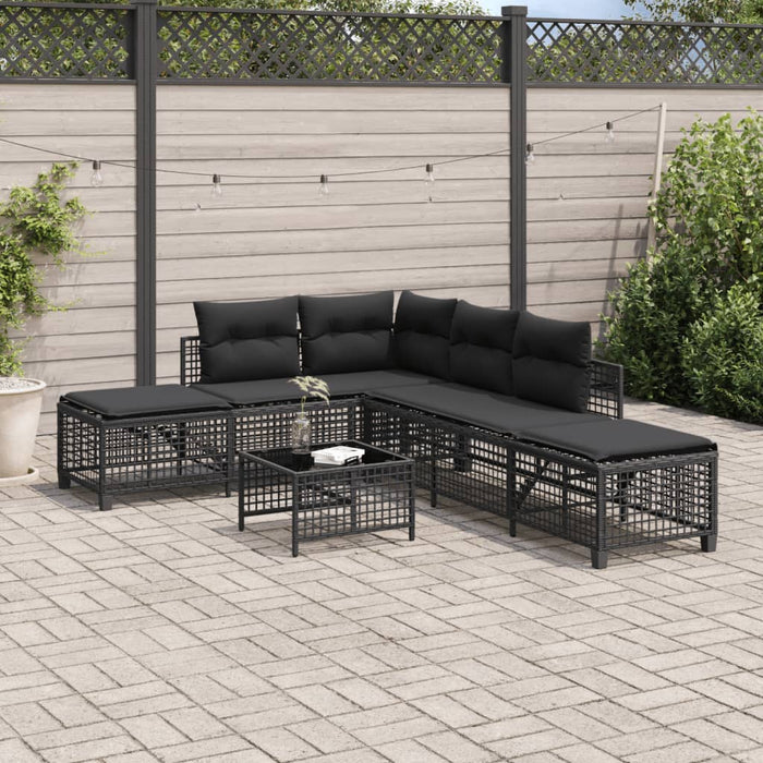3 Piece Corner Garden Sofa Set With Cushions Black Poly Rattan Tlpaaa