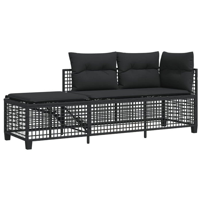 3 Piece Corner Garden Sofa Set With Cushions Black Poly Rattan Tlpaaa