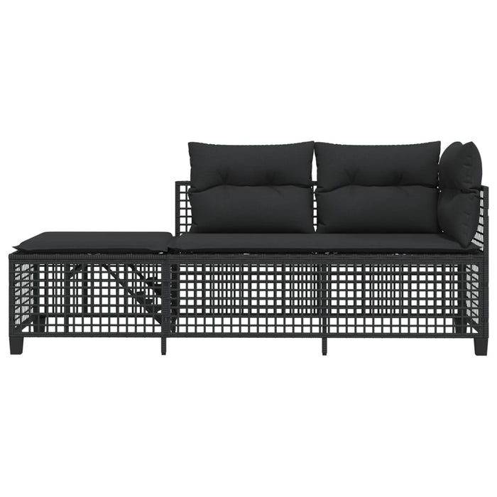 3 Piece Corner Garden Sofa Set With Cushions Black Poly Rattan Tlpaaa