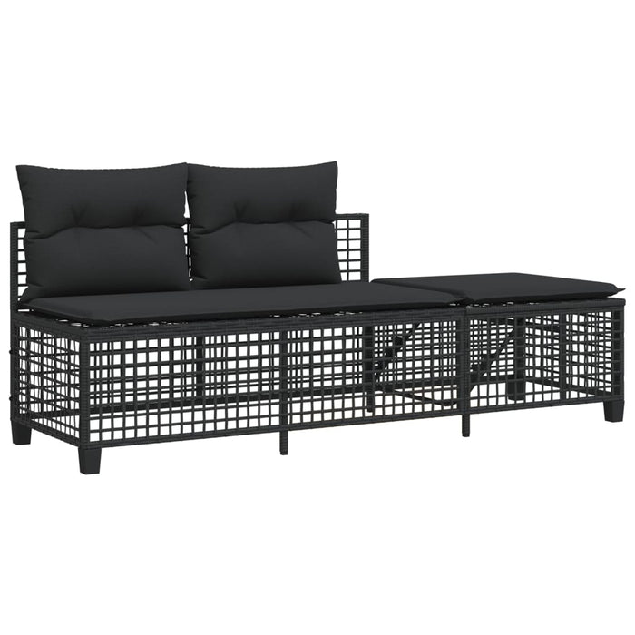 3 Piece Corner Garden Sofa Set With Cushions Black Poly Rattan Tlpaaa