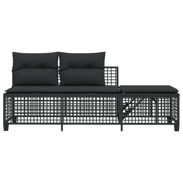 3 Piece Corner Garden Sofa Set With Cushions Black Poly Rattan Tlpaaa