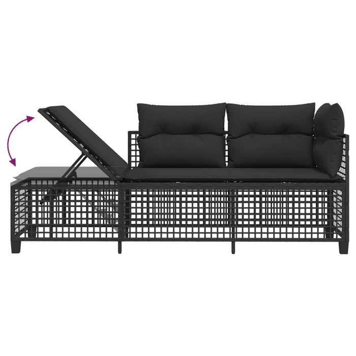 3 Piece Corner Garden Sofa Set With Cushions Black Poly Rattan Tlpaaa