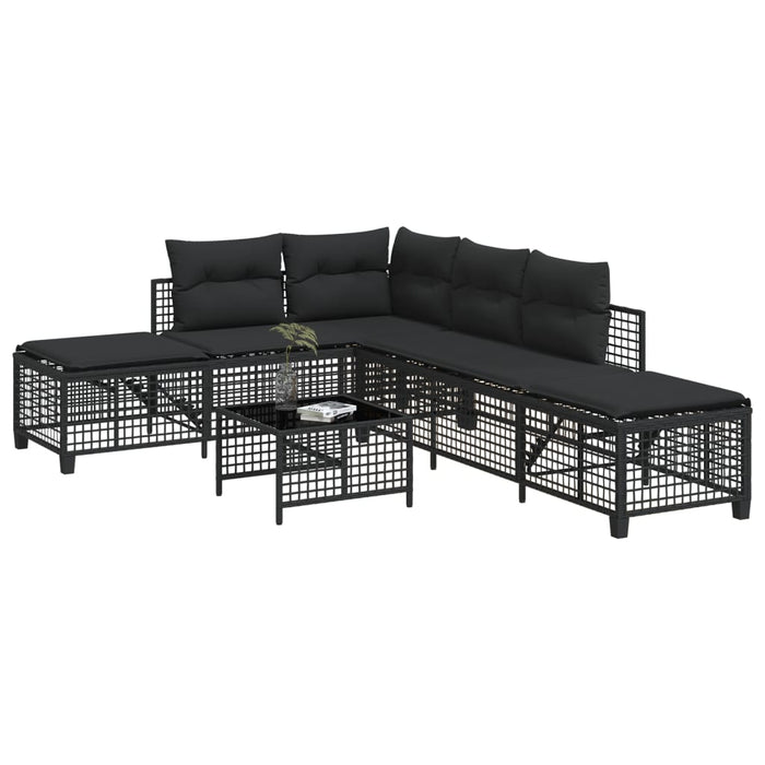 3 Piece Corner Garden Sofa Set With Cushions Black Poly Rattan Tlpaaa