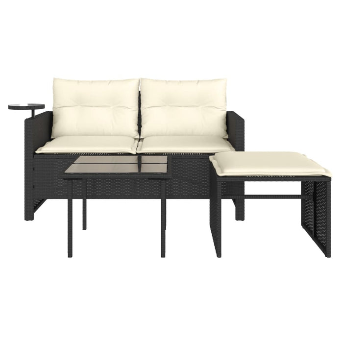 3 Piece Garden Sofa Set With Cushions Black Poly Rattan Tlpapi