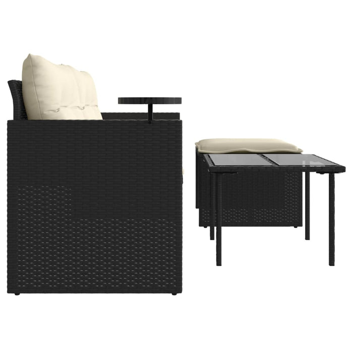 3 Piece Garden Sofa Set With Cushions Black Poly Rattan Tlpapi