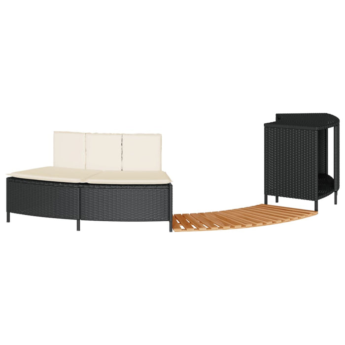 Hot Tub Surround Black Poly Rattan And Solid Wood Acacia Tlplox