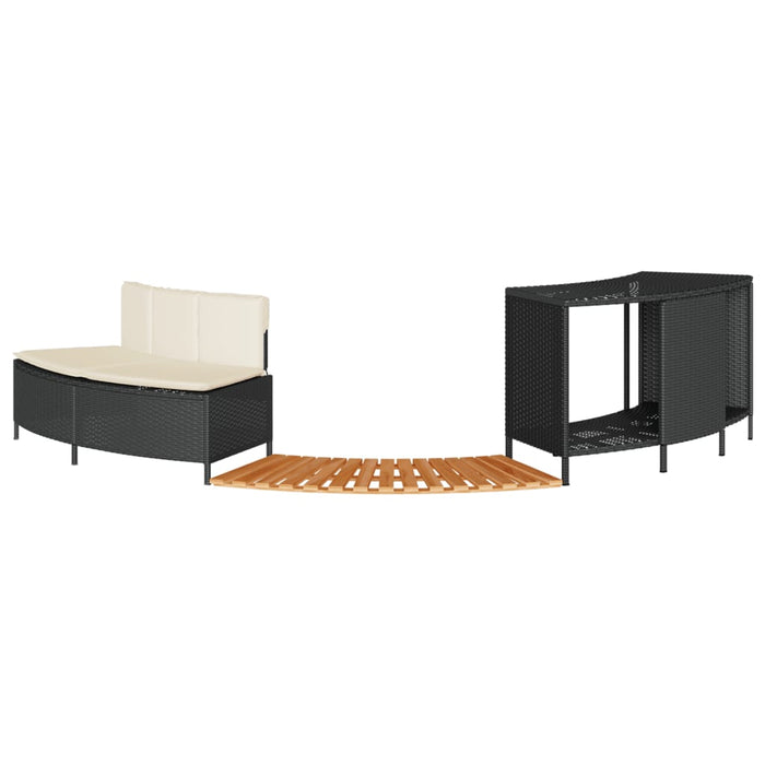 Hot Tub Surround Black Poly Rattan And Solid Wood Acacia Tlplox