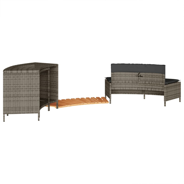 Hot Tub Surround Grey Poly Rattan And Solid Wood Acacia Tlplot