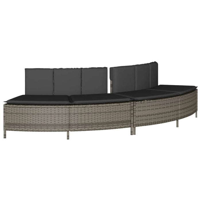 Hot Tub Benches With Cushions 2 Pcs Grey Poly Rattan Tlploi