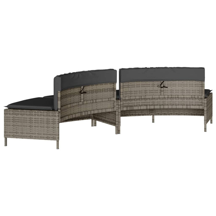 Hot Tub Benches With Cushions 2 Pcs Grey Poly Rattan Tlploi