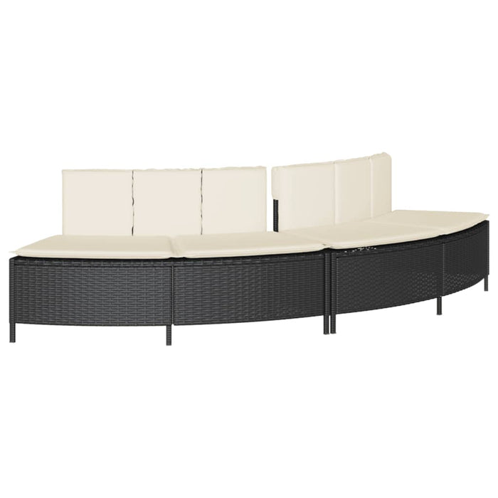 Hot Tub Benches With Cushions 2 Pcs Black Poly Rattan Tlplon