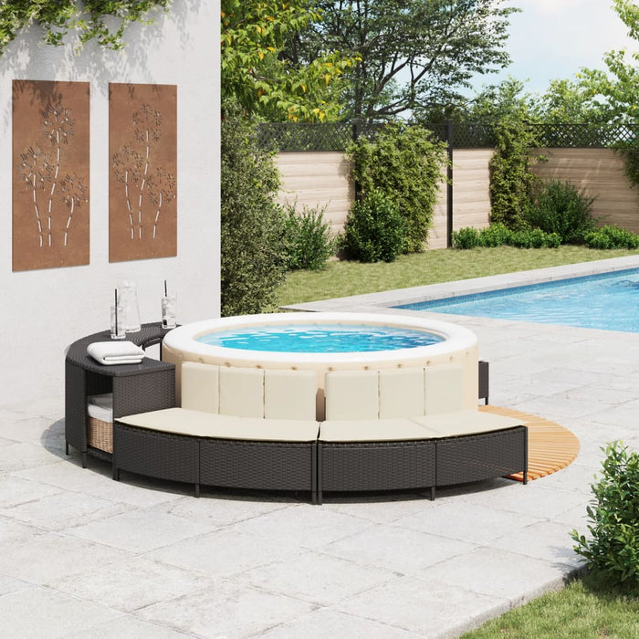 Hot Tub Benches With Cushions 2 Pcs Black Poly Rattan Tlplon