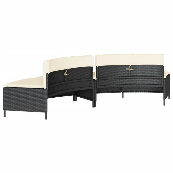 Hot Tub Benches With Cushions 2 Pcs Black Poly Rattan Tlplon
