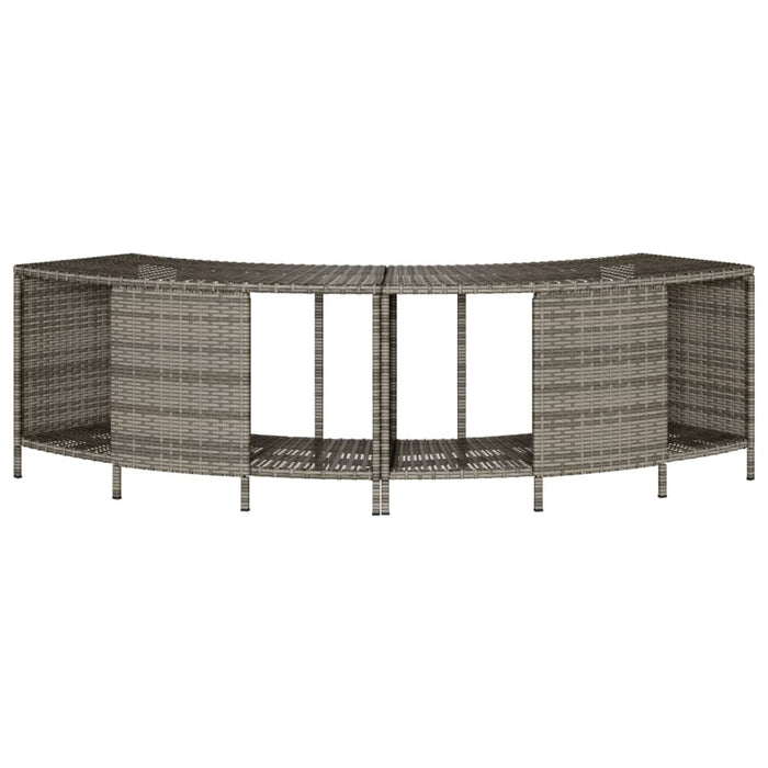 Storage Shelves For Hot Tub 2 Pcs Grey Poly Rattan Tlplok