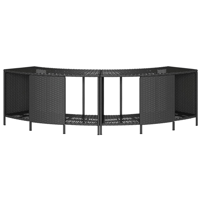 Storage Shelves For Hot Tub 2 Pcs Black Poly Rattan Tlplxb