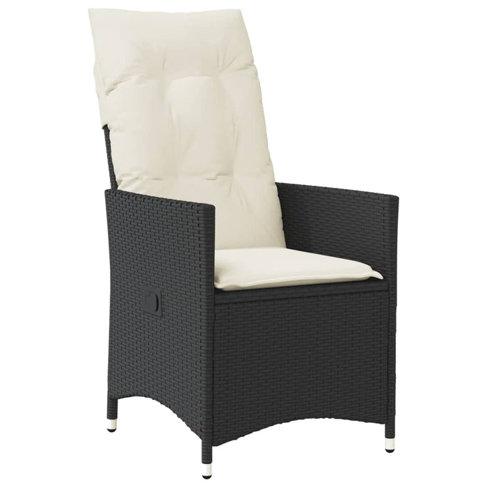Reclining Garden Chair With Cushions Black Poly Rattan Tlpltn