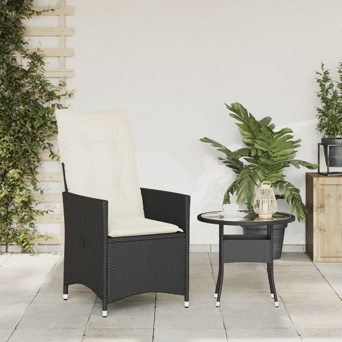 Reclining Garden Chair With Cushions Black Poly Rattan Tlpltn