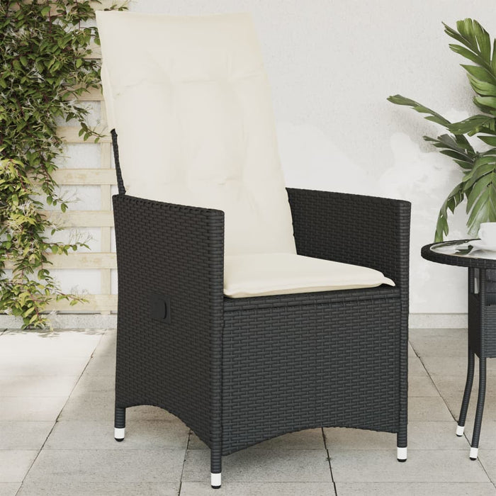 Reclining Garden Chair With Cushions Black Poly Rattan Tlpltn