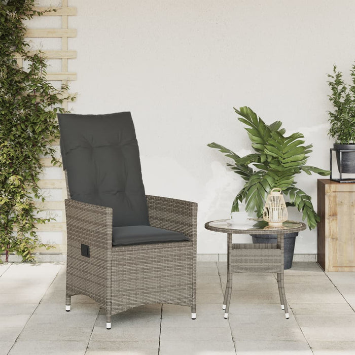 Reclining Garden Chair With Cushions Grey Poly Rattan Tlplab