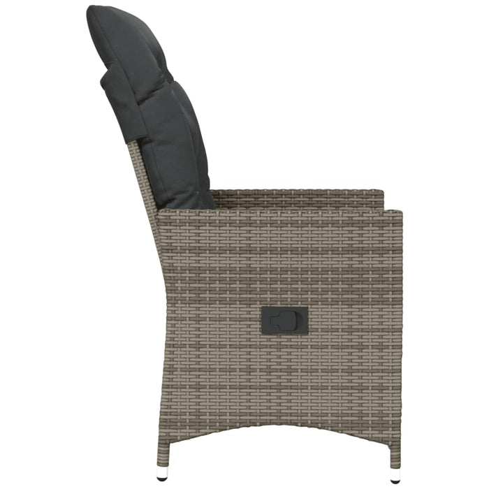 Reclining Garden Chair With Cushions Grey Poly Rattan Tlplab