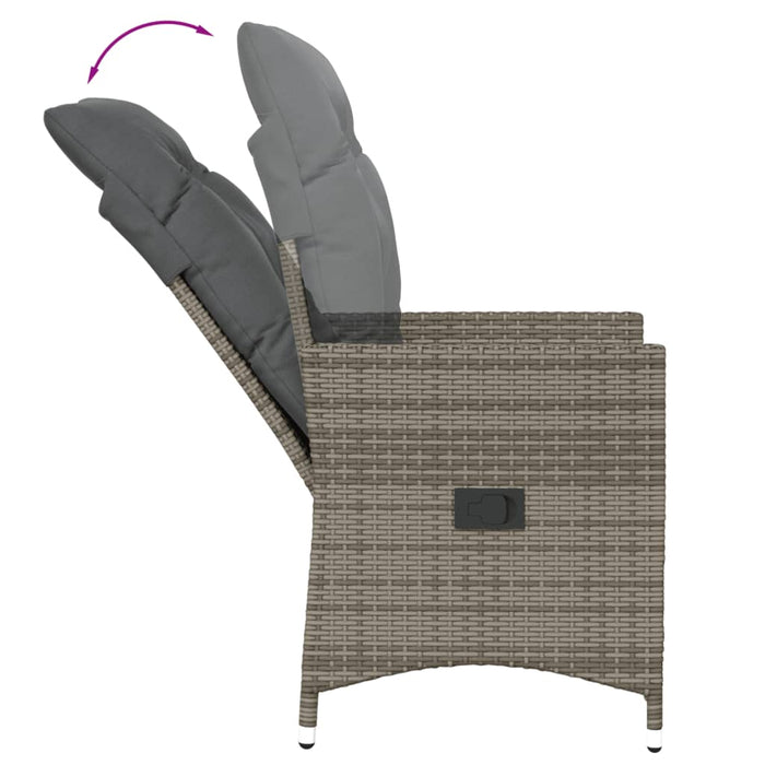 Reclining Garden Chair With Cushions Grey Poly Rattan Tlplab