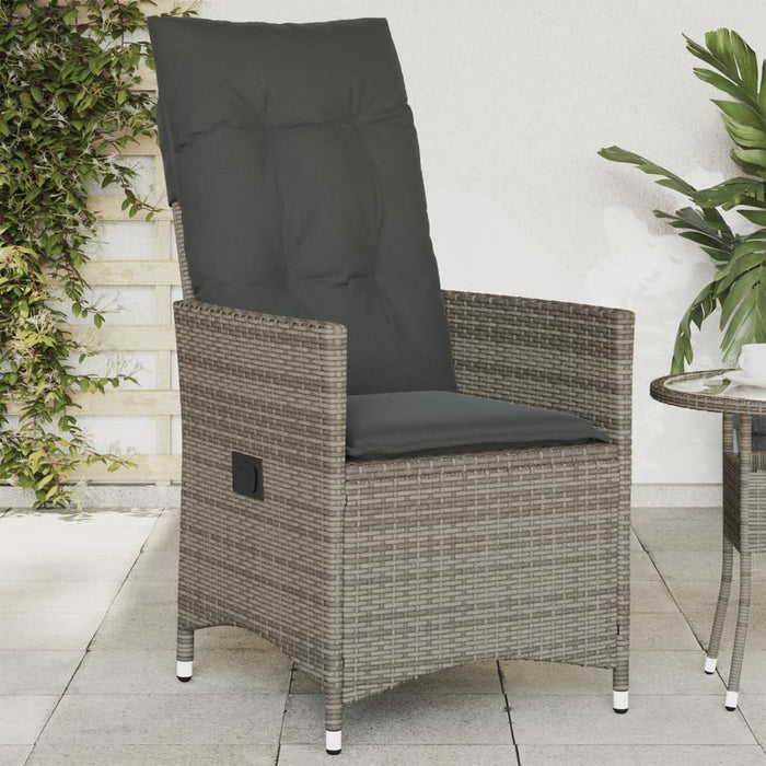Reclining Garden Chair With Cushions Grey Poly Rattan Tlplab