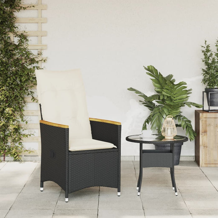 Reclining Garden Chair With Cushions Black Poly Rattan Tlplat