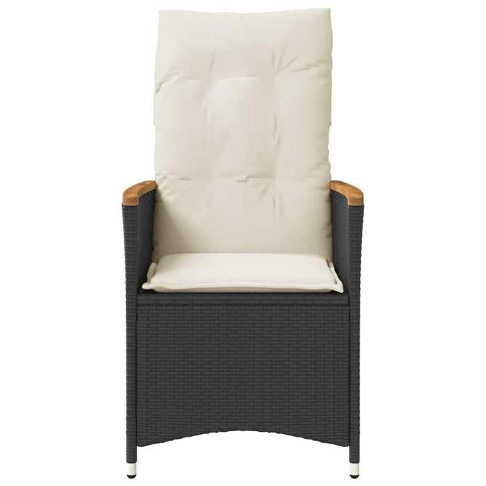 Reclining Garden Chair With Cushions Black Poly Rattan Tlplat