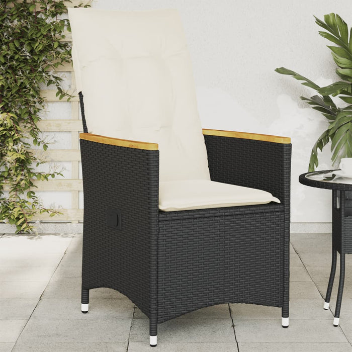 Reclining Garden Chair With Cushions Black Poly Rattan Tlplat