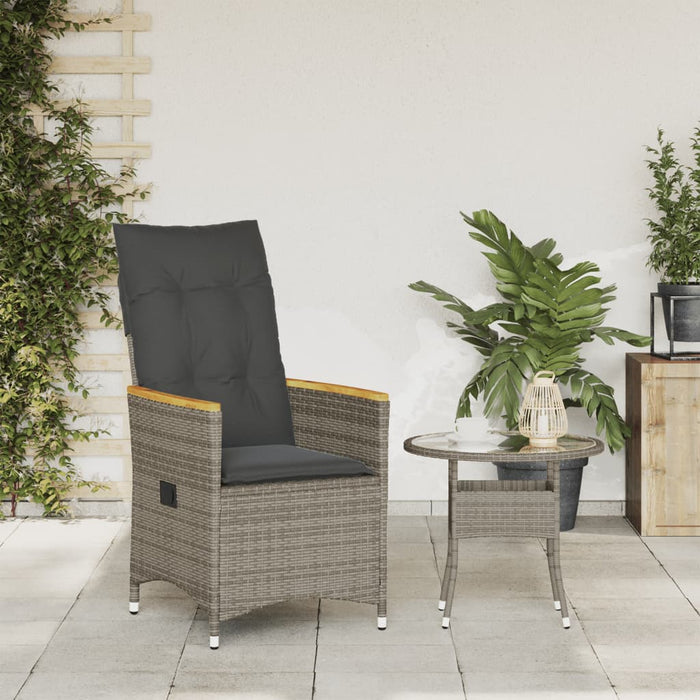 Reclining Garden Chair With Cushions Grey Poly Rattan Tlplaa