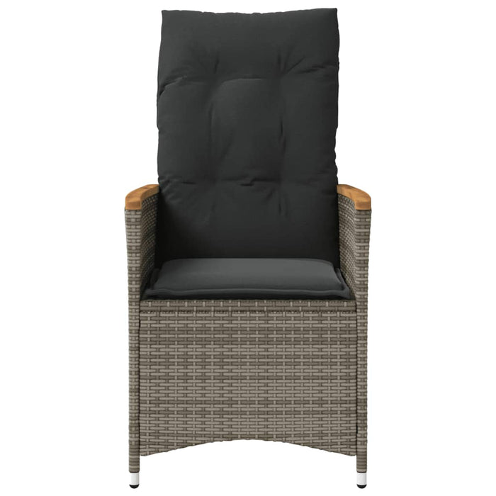 Reclining Garden Chair With Cushions Grey Poly Rattan Tlplaa