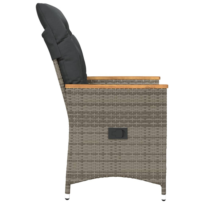 Reclining Garden Chair With Cushions Grey Poly Rattan Tlplaa