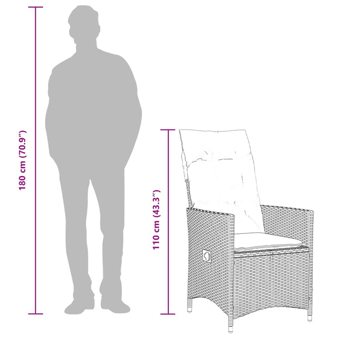 Reclining Garden Chair With Cushions Grey Poly Rattan Tlplaa