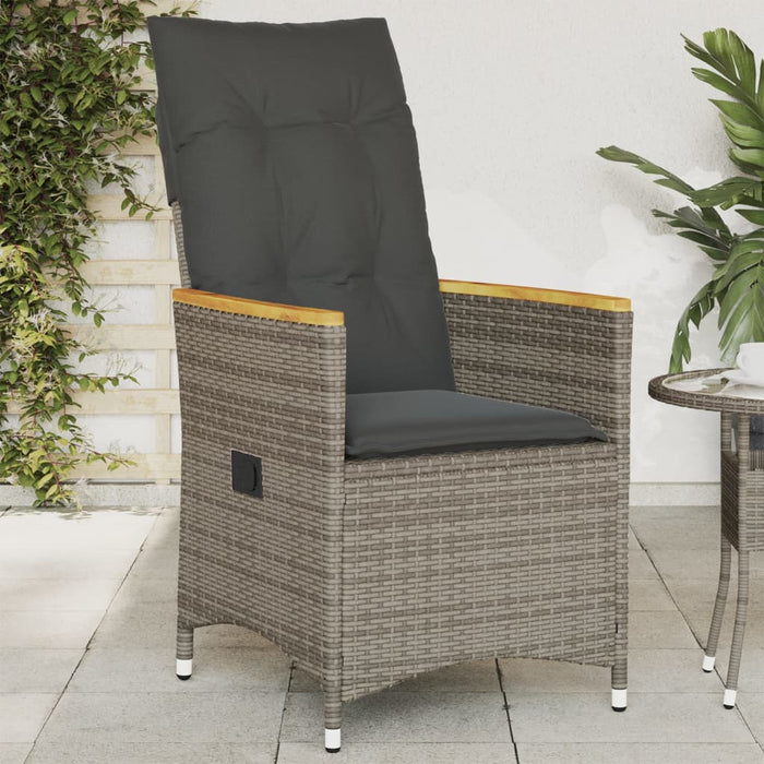 Reclining Garden Chair With Cushions Grey Poly Rattan Tlplaa