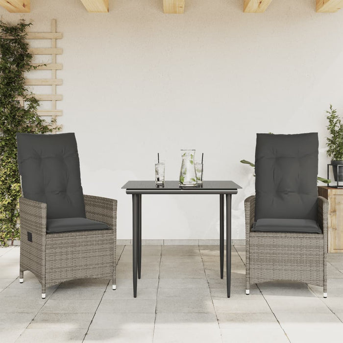 Reclining Garden Chairs 2 Pcs With Cushions Grey Poly Rattan Tlplai