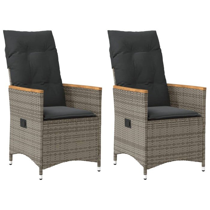 Reclining Garden Chairs 2 Pcs With Cushions Grey Poly Rattan Tlplpo