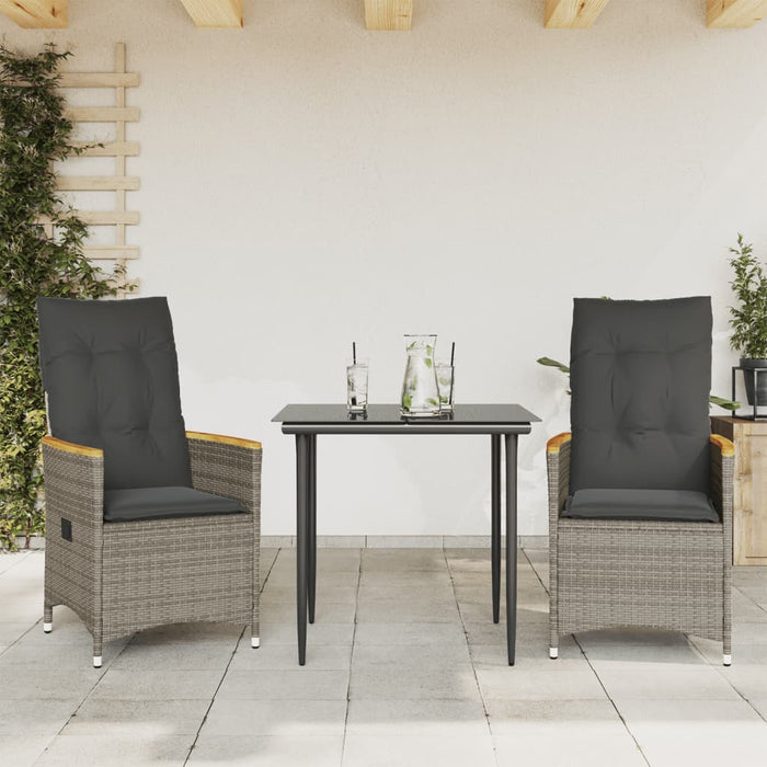 Reclining Garden Chairs 2 Pcs With Cushions Grey Poly Rattan Tlplpo